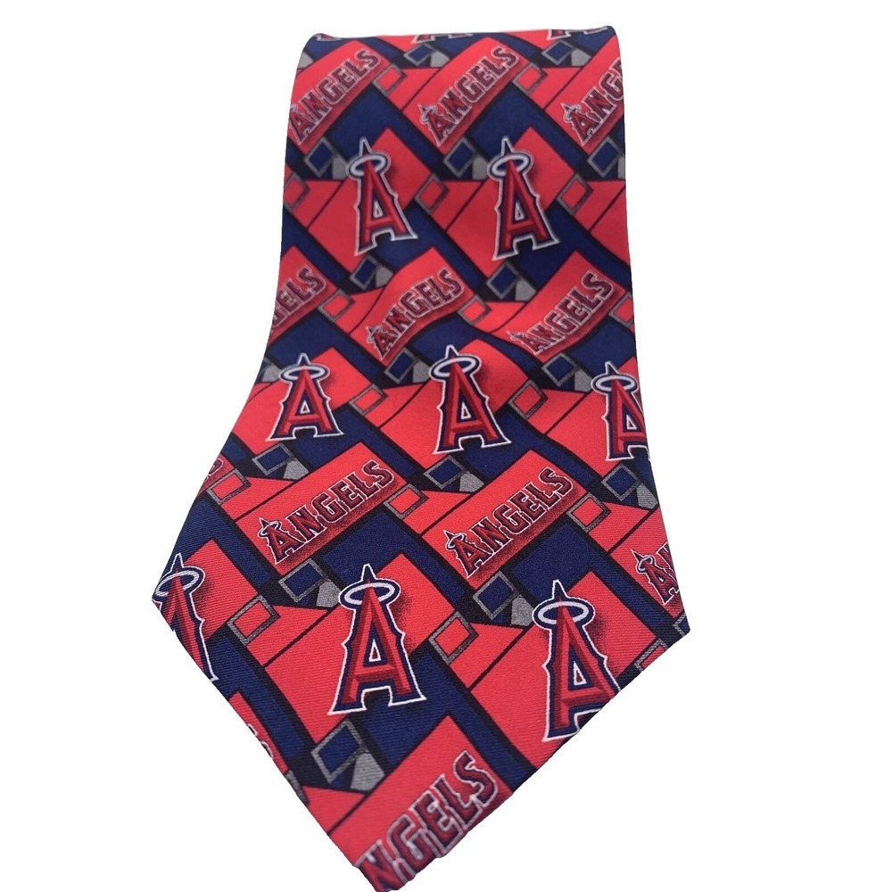 MLB Necktie Mens OS Red Los Angeles Angels Eagle Neckwear Silk Logo Print Tie